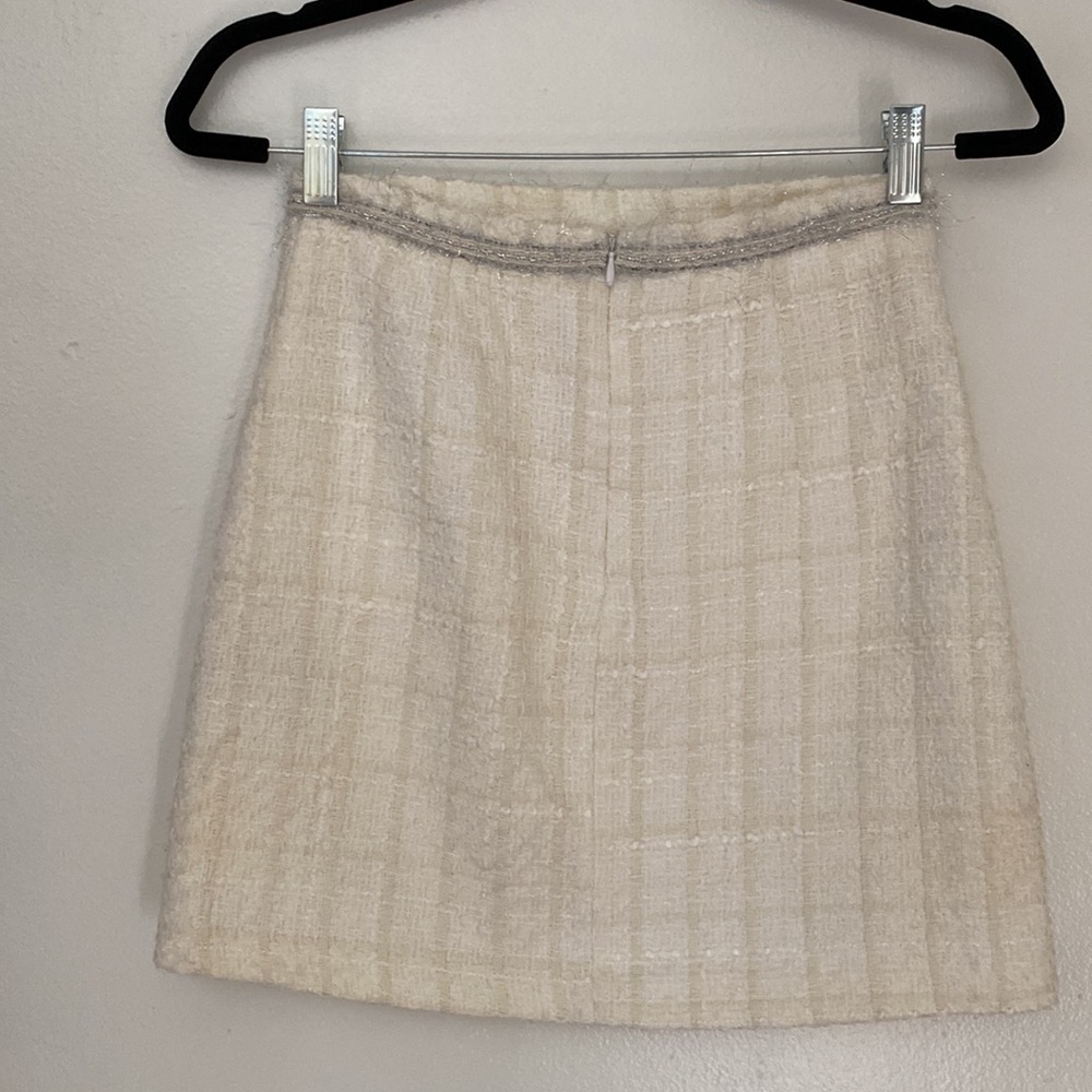 Zara Snow White Tweed High-Waist Skirt - Picture 4 of 5